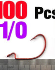 Mnft 100Pcs/Lot Fishing Hook Red Bloody Color Offset Worm Hook Wide Belly-Wide Gap Hooks-Bargain Bait Box-100Pcs 10-Bargain Bait Box