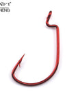 Mnft 100Pcs/Lot Fishing Hook Red Bloody Color Offset Worm Hook Wide Belly-Wide Gap Hooks-Bargain Bait Box-100Pcs 1-Bargain Bait Box