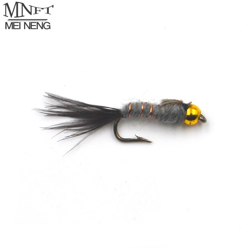 Mnft 10Pcs 12# Golden Bead Head Grey Hare'S Ear Black Tail Nymph Fly Trout Fly-Flies-Bargain Bait Box-10pcs in bag-Bargain Bait Box