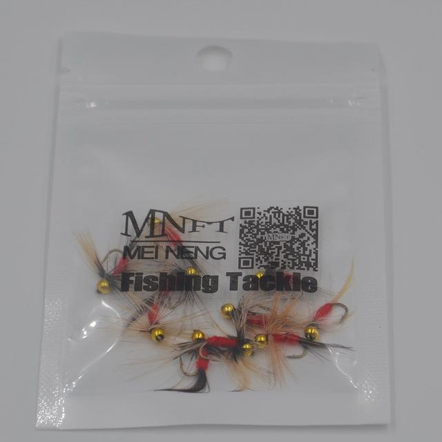 Mnft 10Pcs 14# Gold Beadhead Long Beard Nymph Red Body Fishing Fly Bait-Flies-Bargain Bait Box-10pcs in bag-Bargain Bait Box