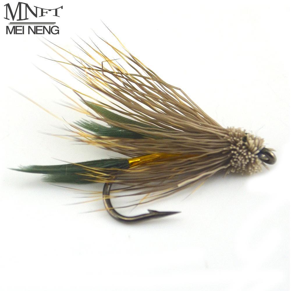 Mnft 10Pcs 6# Brown Color Deer Hair Gold Body Muddler Minnow Fly Bass Steamers-Flies-Bargain Bait Box-10Pcs In Bag-Bargain Bait Box