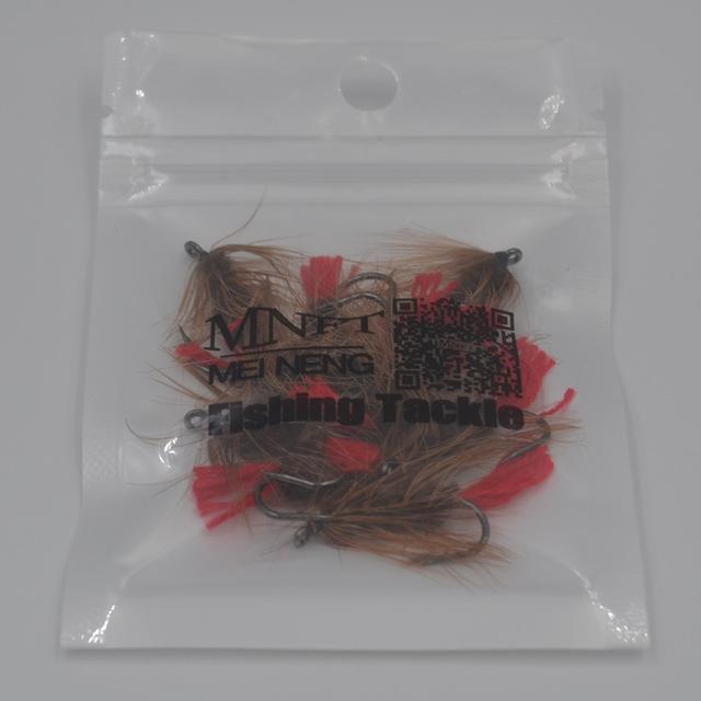 Mnft 10Pcs 6# Brown Nymph Bugger Wooly Worm Fly Trout Fly Fishing Baits Red Tail-Flies-Bargain Bait Box-10pcs in bag-Bargain Bait Box