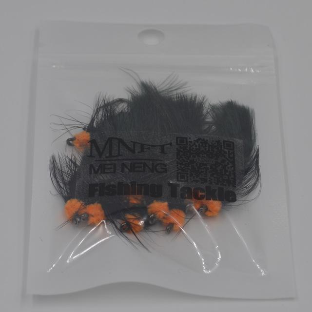 Mnft 10Pcs 6# Fly Fishing Insect Bait Orange Egg Sucking Leech Wooly Streamer-Flies-Bargain Bait Box-10Pcs in Bag-Bargain Bait Box
