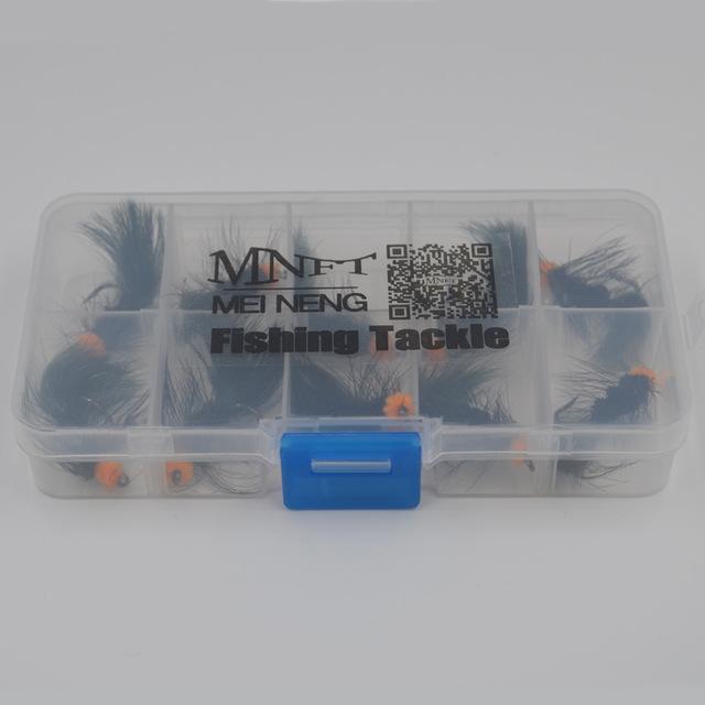 Mnft 10Pcs 6# Fly Fishing Insect Bait Orange Egg Sucking Leech Wooly Streamer-Flies-Bargain Bait Box-10Pcs in Box-Bargain Bait Box