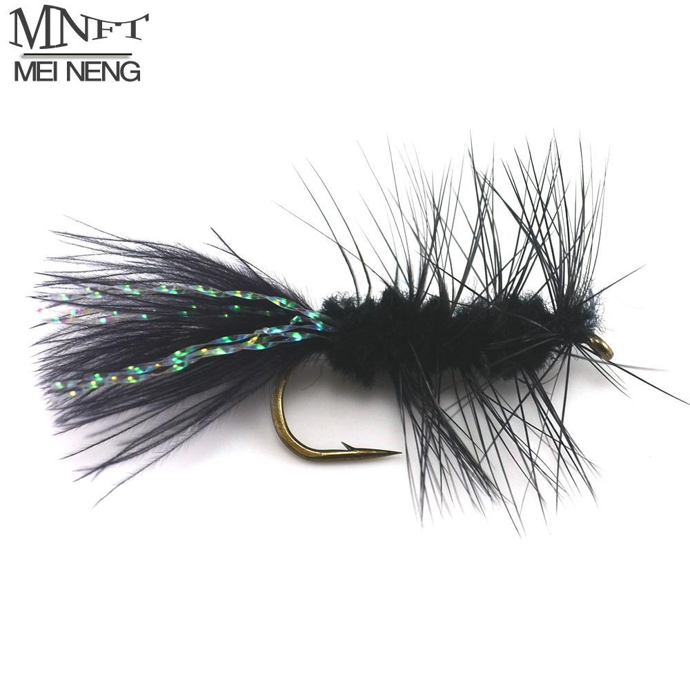 Mnft 10Pcs 6# Head Woolly Bugger Streamer Flies Black Streamer Crystal Flash-Flies-Bargain Bait Box-10Pcs In Box-Bargain Bait Box