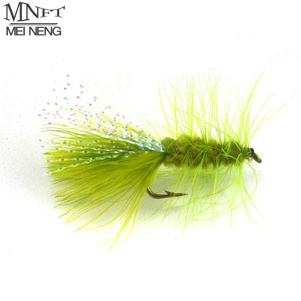 Mnft 10Pcs 6# Olive Color Woolly Bugger Lure Trout Flashabou Tail Fly Fishng-Flies-Bargain Bait Box-10Pcs In Bag-Bargain Bait Box