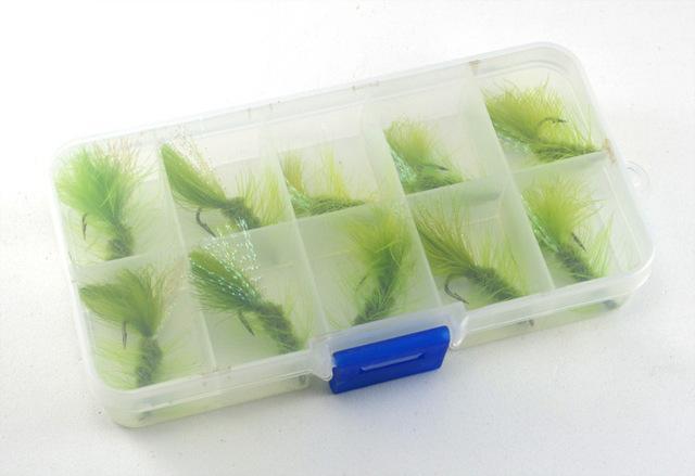 Mnft 10Pcs 6# Olive Color Woolly Bugger Lure Trout Flashabou Tail Fly Fishng-Flies-Bargain Bait Box-10Pcs In Box-Bargain Bait Box