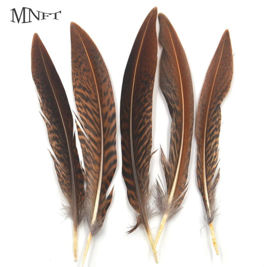 Mnft 10Pcs Natural Brown Black Stripes Feather Nymph Tail Wing Fly Tying-Fly Tying Materials-Bargain Bait Box-Bargain Bait Box
