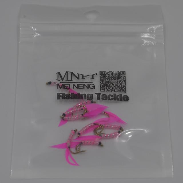 Mnft 10Pcs/Set 12# Rose Red Feather Silver Zebra Pattern Dry Fly Fishing Flies-Flies-Bargain Bait Box-10pcs in bag-Bargain Bait Box