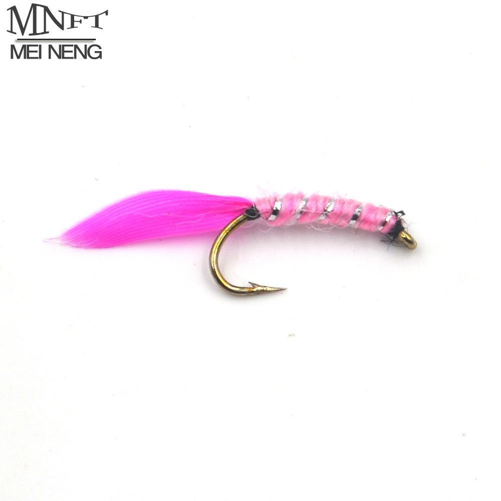 Mnft 10Pcs/Set 12# Rose Red Feather Silver Zebra Pattern Dry Fly Fishing Flies-Flies-Bargain Bait Box-10pcs in box-Bargain Bait Box