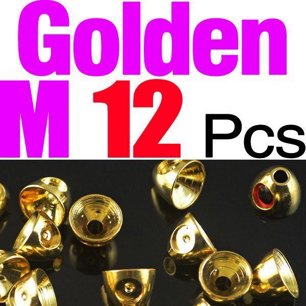 Mnft 12Pcs/Lot Fly Tying Materials Fly Cone Heads With 3D Brass Cone Eyes-Fish Eyes-Bargain Bait Box-12pcs Golden M-Bargain Bait Box