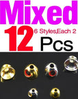 Mnft 12Pcs/Lot Fly Tying Materials Fly Cone Heads With 3D Brass Cone Eyes-Fish Eyes-Bargain Bait Box-12pcs mixed S M L-Bargain Bait Box