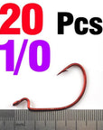 Mnft 20Pcs Red Wide Gap Offset Soft Worm Hooks Strong Fish Hooks-Wide Gap Hooks-Bargain Bait Box-20PCS 10-Bargain Bait Box