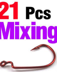 Mnft 20Pcs Red Wide Gap Offset Soft Worm Hooks Strong Fish Hooks-Wide Gap Hooks-Bargain Bait Box-21PCS Mix-Bargain Bait Box