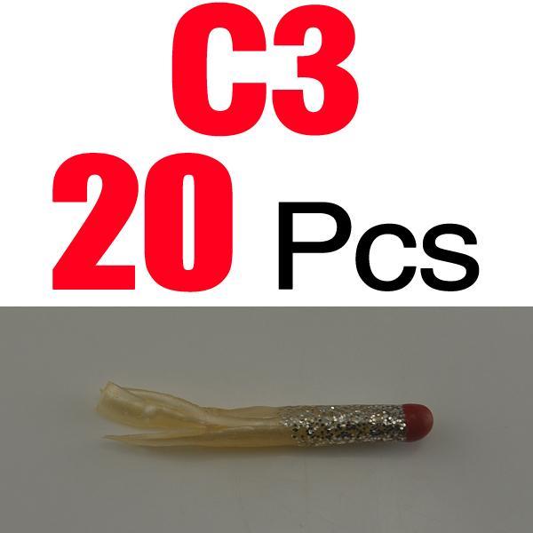 Mnft 20Pcs Silicone Tri-Colors Salted Tube Bass Baits 4.5Cm/0.5G Soft Worm-Tubes-Bargain Bait Box-20PCS C3-Bargain Bait Box