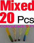 Mnft 20Pcs Silicone Tri-Colors Salted Tube Bass Baits 4.5Cm/0.5G Soft Worm-Tubes-Bargain Bait Box-20PCS MIXED COLORS-Bargain Bait Box