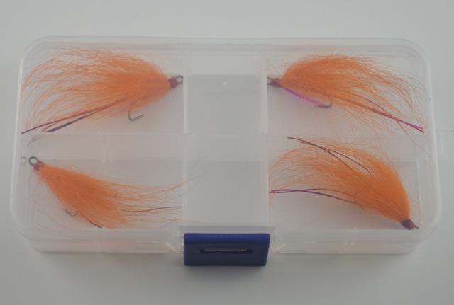 Mnft 4Pcs Double Hook Orange Flashabou Streamer Fly Red Cheek Rainbow Film-Flies-Bargain Bait Box-Bargain Bait Box