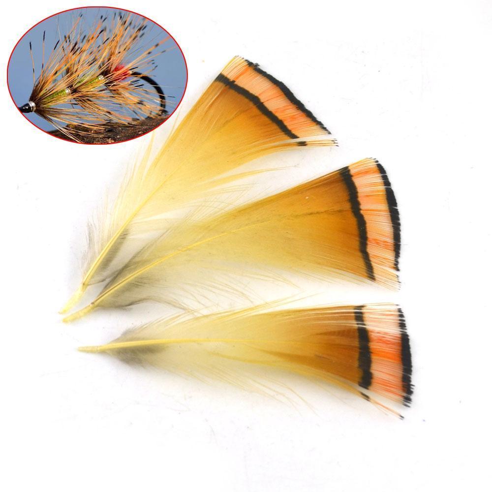Mnft 50Pcs Real Natural Golden Pheasant Tippet Feather Natural Fly Tying-Fly Tying Materials-Bargain Bait Box-Bargain Bait Box