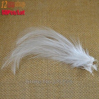 Mnft 50Pcs/Lot Cream White Necks Fly Tying Material Hen Feather Hackle Making-Fly Tying Materials-Bargain Bait Box-Bargain Bait Box