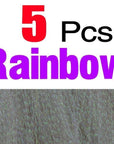 Mnft 5Pcs Flashabou Holographic Tinsel Fly Fishing Tying Crystal Flash String-Fly Tying Materials-Bargain Bait Box-5Pcs Rainbow-Bargain Bait Box