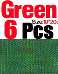 Mnft 6Pcs 10*20Cm Holographic Adhesive Film Flash Tape For Lure Making Fly Tying-Holographic Stickers-Bargain Bait Box-6pcs Green-Bargain Bait Box