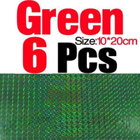 Mnft 6Pcs 10*20Cm Holographic Adhesive Film Flash Tape For Lure Making Fly Tying-Holographic Stickers-Bargain Bait Box-6pcs Green-Bargain Bait Box