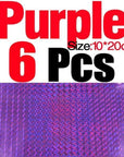 Mnft 6Pcs 10*20Cm Holographic Adhesive Film Flash Tape For Lure Making Fly Tying-Holographic Stickers-Bargain Bait Box-6pcs Purple-Bargain Bait Box