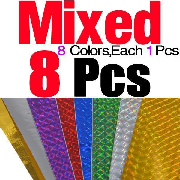 Mnft 6Pcs 10*20Cm Holographic Adhesive Film Flash Tape For Lure Making Fly Tying-Holographic Stickers-Bargain Bait Box-8pcs Mix-Bargain Bait Box