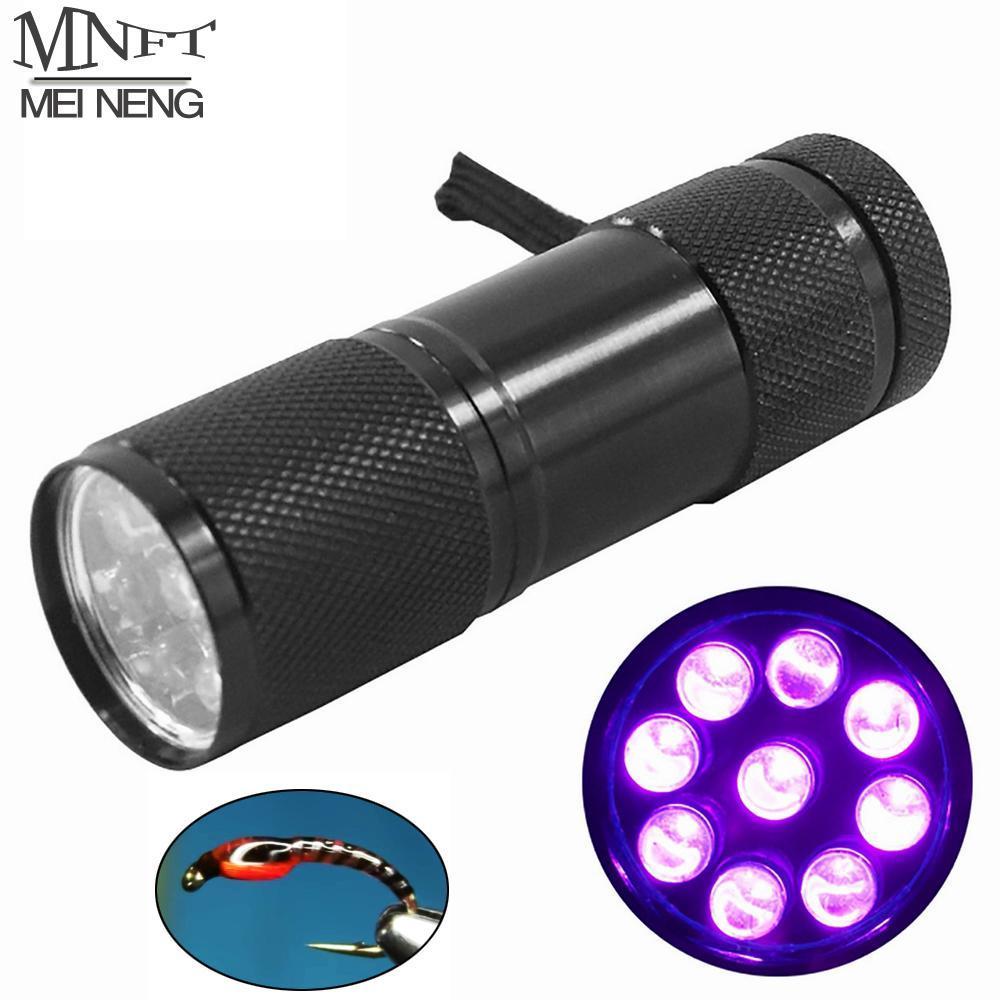 Mnft Mini Portable Ultra Violet Light Lamp 9 Leds Flashlight For Fly Tying-UV Curing Lights-Bargain Bait Box-Black-Bargain Bait Box
