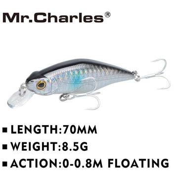 Mr.Charles Cmc015 70Mm/8.5G Shad , 0-0.8M Floating , Minnow Hard Bait 3D Eyes-Crankbaits-Bargain Bait Box-COLOR C-Bargain Bait Box