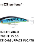 Mr.Charles Cmc028 ,90Mm/15.5G Surface Floating Shad, Assorted Different Colors-Top Water Baits-Bargain Bait Box-COLOR F-Bargain Bait Box