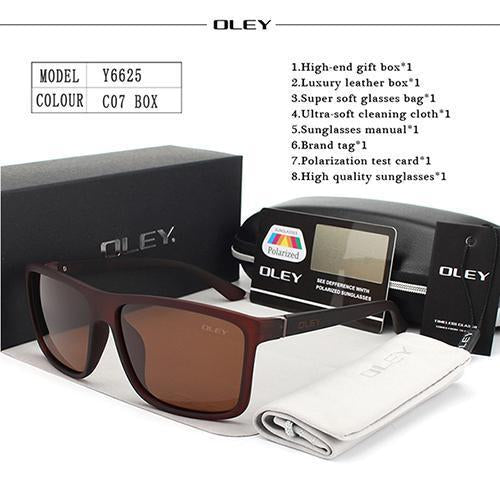 Oley Hd Polarized Men Sunglasses Retro Square Sun Glasses Unisex Driving Goggles-Polarized Sunglasses-Bargain Bait Box-Y6625 C7 BOX-Bargain Bait Box