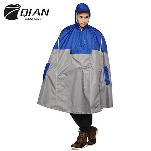 Qian Rainproof Impermeable Able Rain Poncho Backpack Reflective Tape Design-Ponchos-Bargain Bait Box-Blue-One Size-Bargain Bait Box