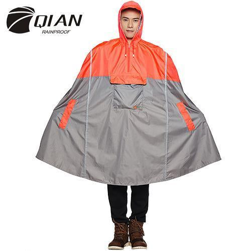 Qian Rainproof Impermeable Able Rain Poncho Backpack Reflective Tape Design-Ponchos-Bargain Bait Box-Orange-One Size-Bargain Bait Box