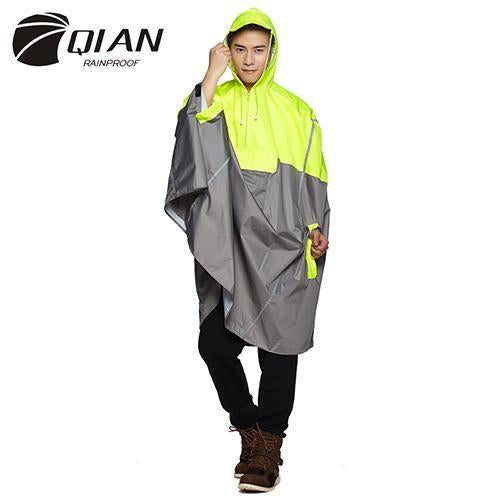 Qian Rainproof Impermeable Able Rain Poncho Backpack Reflective Tape Design-Ponchos-Bargain Bait Box-Yellow-One Size-Bargain Bait Box