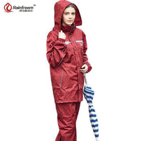 Rainfreem Impermeable Raincoat Women/Men Hood Rain Poncho Waterproof Rain Jacket-Rain Suits-Bargain Bait Box-Claret-S-Bargain Bait Box