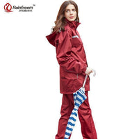 Rainfreem Impermeable Raincoat Women/Men Hood Rain Poncho Waterproof Rain Jacket-Rain Suits-Bargain Bait Box-Hood Claret-S-Bargain Bait Box
