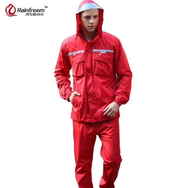 Rainfreem Impermeable Raincoat Women/Men Hood Rain Poncho Waterproof Rain Jacket-Rain Suits-Bargain Bait Box-Hood Red-S-Bargain Bait Box
