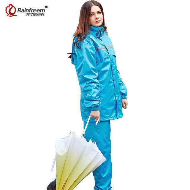 Rainfreem Impermeable Raincoat Women/Men Hood Rain Poncho Waterproof Rain Jacket-Rain Suits-Bargain Bait Box-Hood Sky Blue-S-Bargain Bait Box