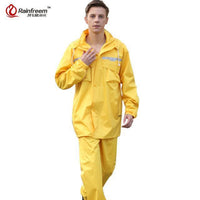 Rainfreem Impermeable Raincoat Women/Men Hood Rain Poncho Waterproof Rain Jacket-Rain Suits-Bargain Bait Box-Hood Yellow-S-Bargain Bait Box
