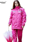 Rainfreem Impermeable Raincoat Women/Men Hood Rain Poncho Waterproof Rain Jacket-Rain Suits-Bargain Bait Box-Rose Red-S-Bargain Bait Box