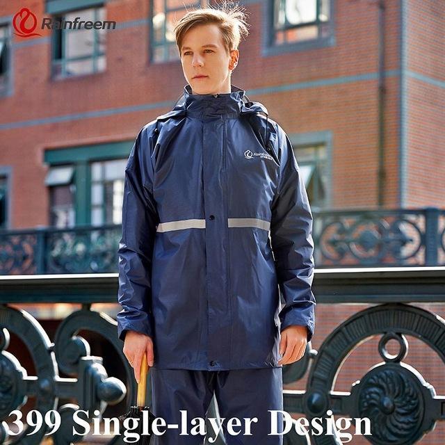 Rainfreem Raincoat Suit Impermeable Women/Men Hooded Motorcycle Poncho-Rain Suits-Bargain Bait Box-Navy Blue 399-S-Bargain Bait Box