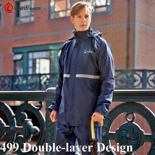Rainfreem Raincoat Suit Impermeable Women/Men Hooded Motorcycle Poncho-Rain Suits-Bargain Bait Box-Navy Blue 499-S-Bargain Bait Box
