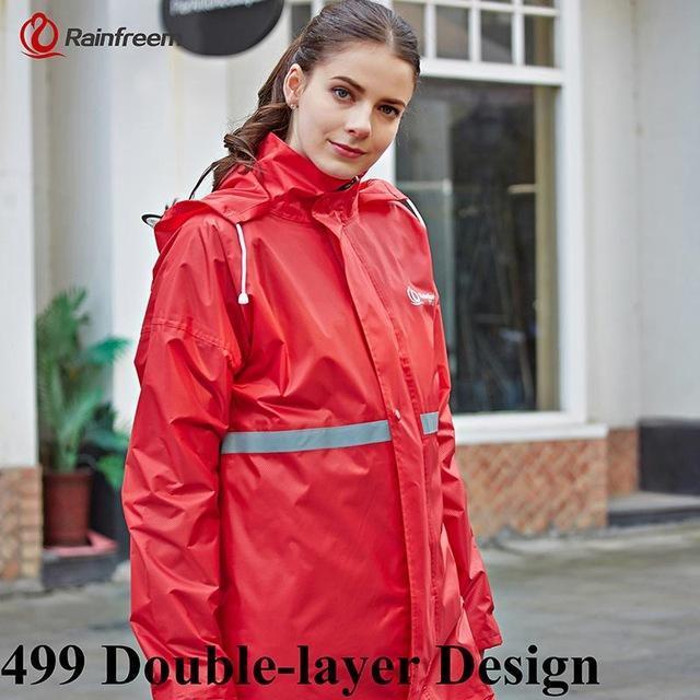 Rainfreem Raincoat Suit Impermeable Women/Men Hooded Motorcycle Poncho-Rain Suits-Bargain Bait Box-Red 499-S-Bargain Bait Box
