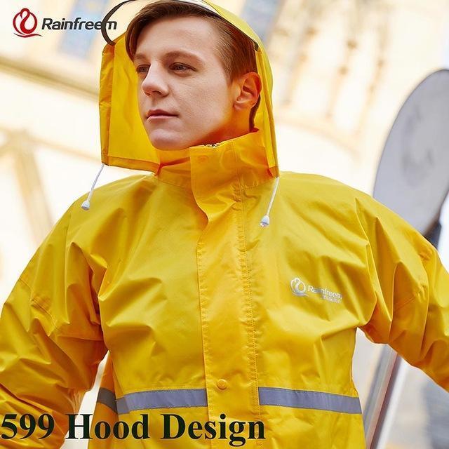 Rainfreem Raincoat Suit Impermeable Women/Men Hooded Motorcycle Poncho-Rain Suits-Bargain Bait Box-Yellow 599-S-Bargain Bait Box