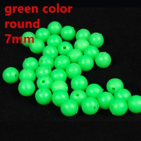 Rompin 100Pc/Bag Fishing Floats Round Beads Luminous Light Glowing Balls Buoy-Bargain Bait Box-round green 7mm-Bargain Bait Box