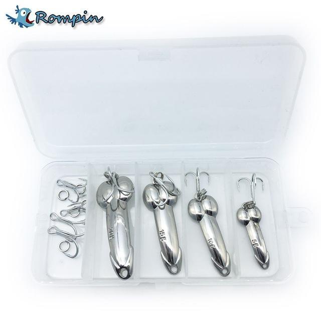 Rompin 4Pcs/Lot Fishing Lures Dd Spoon Bait Metal Lure Kit-Casting &amp; Trolling Spoons-Bargain Bait Box-sliver color-Bargain Bait Box