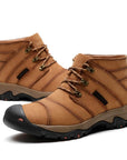 Rushed Winter Hiking Shoes Boots Genuine Leather Outdoor Trekking Lace-Up-GUIZHE Store-Dark brown-6.5-Bargain Bait Box