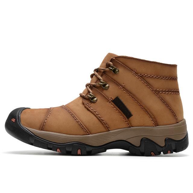Rushed Winter Hiking Shoes Boots Genuine Leather Outdoor Trekking Lace-Up-GUIZHE Store-Golden-6.5-Bargain Bait Box
