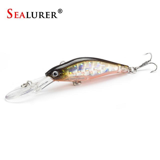 Sealurer 1Pcs Laser S Fishing Tackle 3D Eyes Sinking Minnow Crankbait 6# Hook-Crankbaits-Bargain Bait Box-M43A-Bargain Bait Box